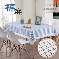 tablecloth fabric cotton linen home tablecloth japanese style plaid simple rectangular coffee table cushion dining table simple