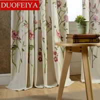 modern garden american style village cotton linen embroidery curtains for living dining room bedroom
