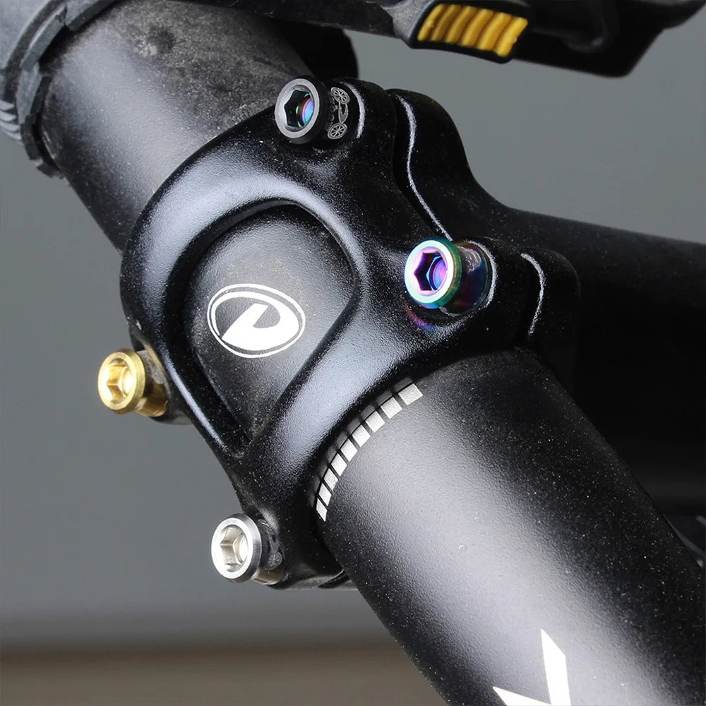 

4pcs Alloy Handle Riser Screw Mountain Road Dead Fly Vertical Screw with Gasket For Mountain Bike Road Bike M5X19MM (Natural Col