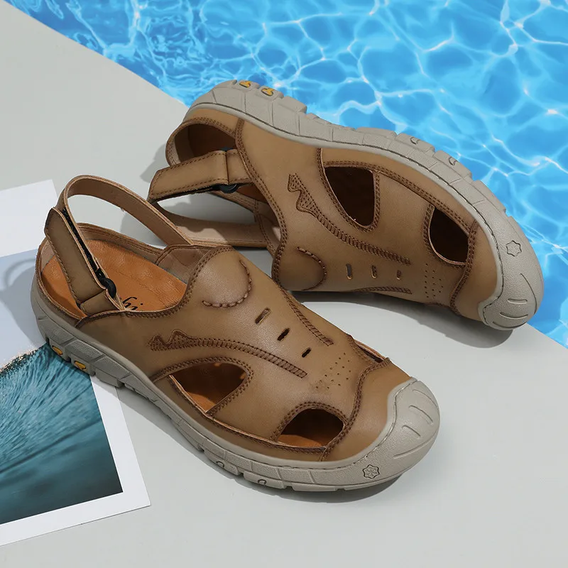 

Breathable Luxury Fashion Flat Men Famous Brand Men's Summer Shoes Wear-resistant Designer Sandals Handmade Comfortable Outdoor