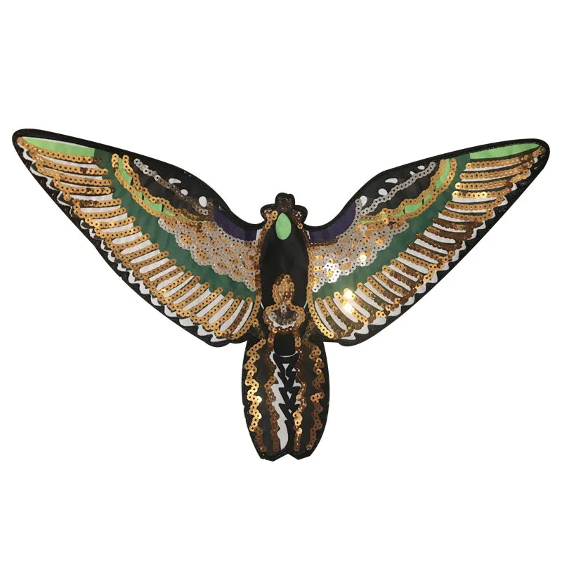 Очень большой модный стикер нашивка с блестками и вышивкой в виде орла нашивки