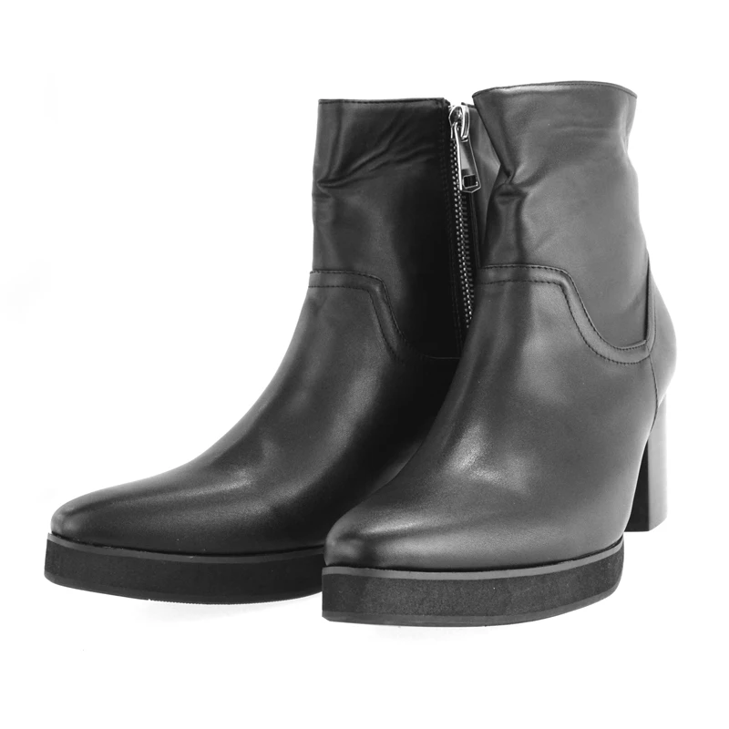 Ботильоны мужские из натуральной воловьей кожи заостренный носок молния высокий