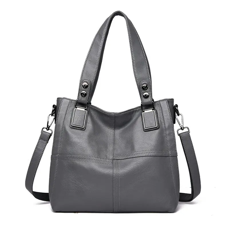 Gray Sac A основной Femme Лоскутные кожаные роскошные сумки женские сумки дизайнерские женские ручные сумки Большие женские сумки через плечо Повседневная Сумка-тоут - Цвет: Gray