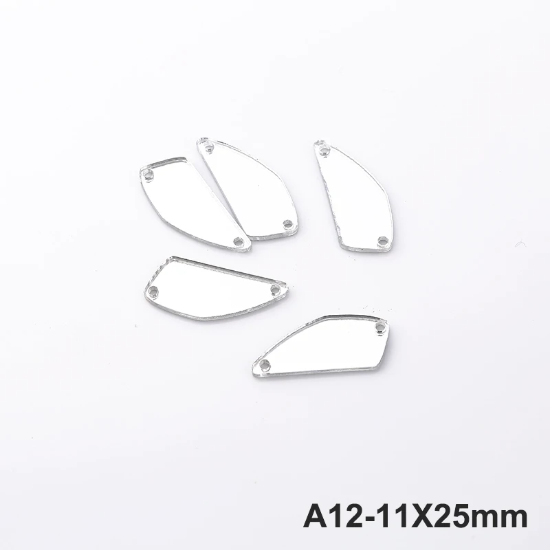 A12-11X25mm RESEN формы смешивания Пластиковые акриловые зеркальные пришитые Стразы с отверстиями с плоской задней стороной кристалл акриловый камень для пришивания для сценического костюма - Цвет: A12-11X25mm