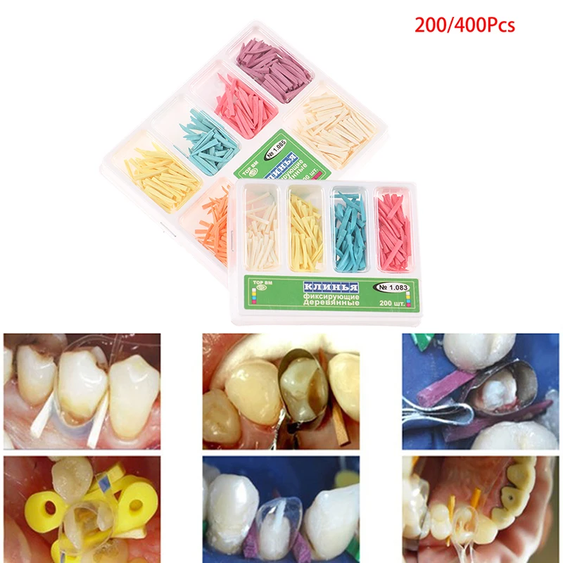 

Dental Teeth Whitening Material 400 pcs/set Dental Supply Interdental Composite Contoured Wooden Wedges Filling Wedge