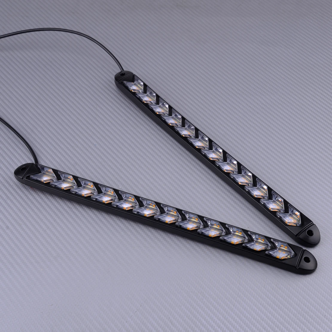 

Universal 1 Pair 12 LED DRL Daytime Running Strip Sequential Flowing Turn Signal Lamp Light Plastic