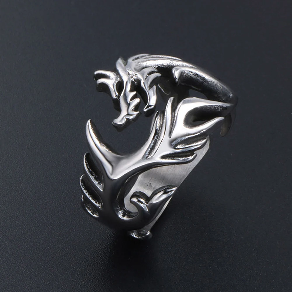 Винтаж Нержавеющая сталь Viking Огненный Дракон кольцо Для мужчин Творческий
