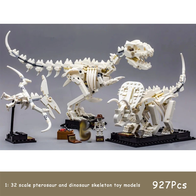 

Jurassic World Park Dinosaur Fossils Tyrannosaurus Rex Triceratops Pteranodon Skeleton 1: 32 Scale Models Display Building Kit