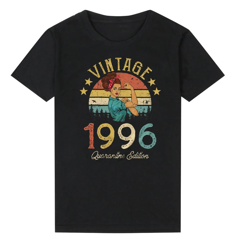 

Vintage 1996 Limited Edition Retro Womens T-Shirt, Funny 25th Birthday Gift Grandmom Mom Wife Girl Cotton O Neck Short Sleeve
