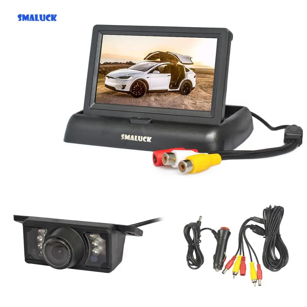 SMALUCK 4 3-дюймовый складной автомобильный монитор комплект камеры заднего вида