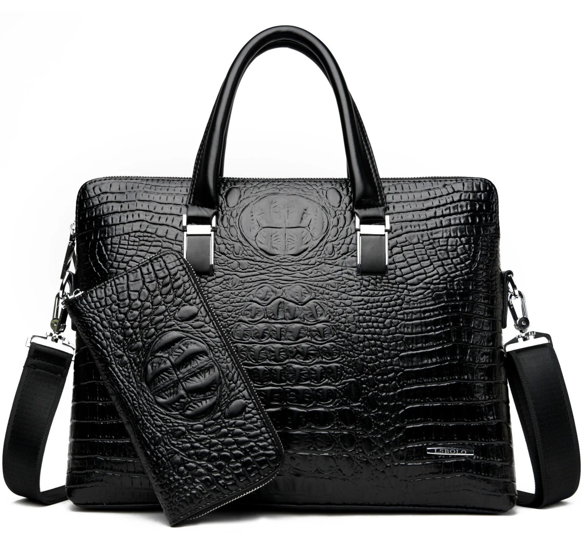 Men's Brand Crocodile Pattern Briefcases Designer Alligator PU Leather Handbag Business office laptop bag male Vintage Tote 2022