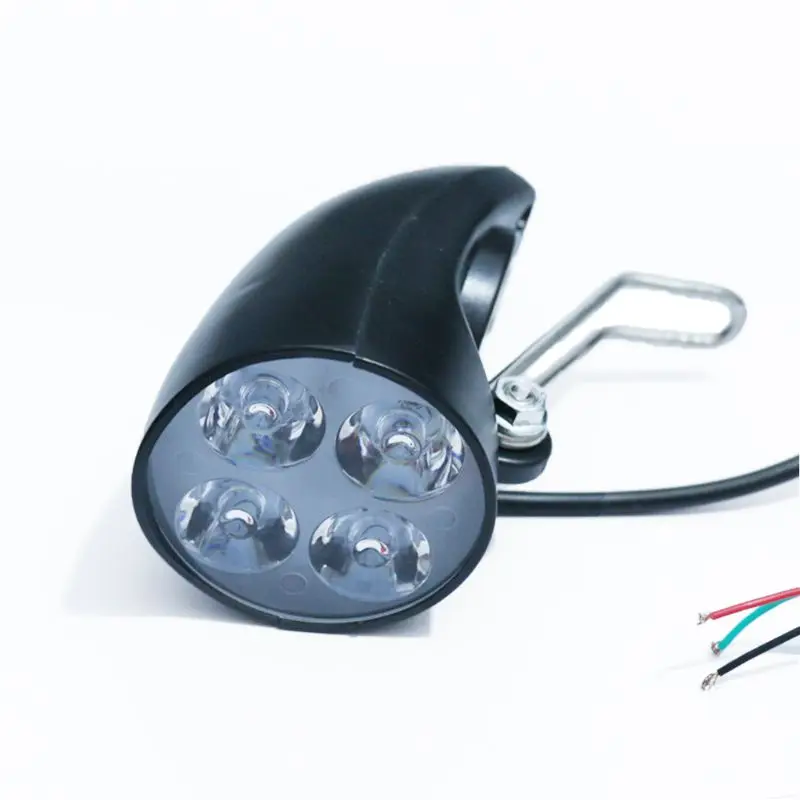 

L38F 36V 48V eBike Light Scooter Lamp Electric Bicycle 4 LED Front Headlight Ultra-Bright Spotlight with Horn