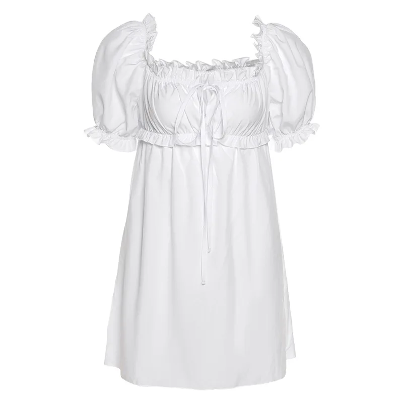 

Yimunancy Puff Sleeve Dress Short Sleeve Loose Dress 2021 Women's White Summer Dress