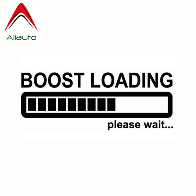 

Aliauto креативные автомобильные стикеры Boost, пожалуйста, подождите, Turbo, водонепроницаемая Виниловая наклейка для JDM VW Polo Lada Granta Honda,14 см * 5 см
