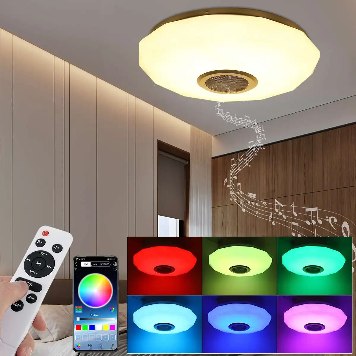 

Wifi 60W LED Ceiling Light RGB Modern Home Lighting APP bluetooth Music Light Bedroom Lamp Smart Ceiling Lamp+Remote Control
