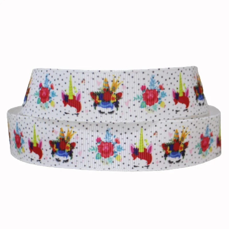 

50 ярдов, 16 мм, 22 мм, 25 мм, 38 мм, 50 мм, 75 мм, корсажная лента с принтом единорога для сна, подарок «сделай сам», банты для волос, ремешки для брелков