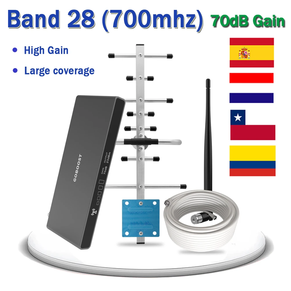 GOBOOST 4G Signal Verstärker LTE 700MHz Signal Booster Band 28 Handy Cellular Verstärker Repeater 70dB High Gain Netzwerk booster