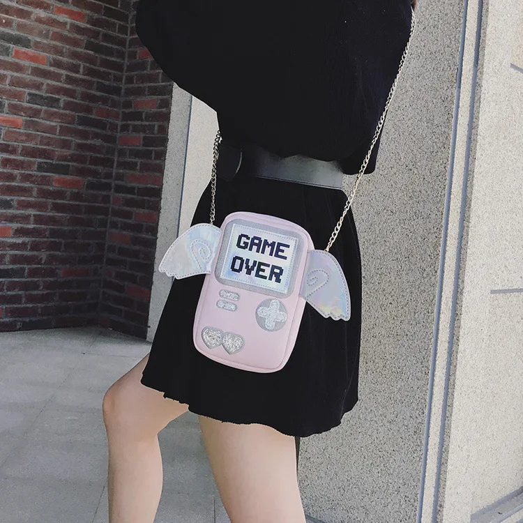 Новая модная блестящая женская мини сумка через плечо с принтом игры PlayStation Laser