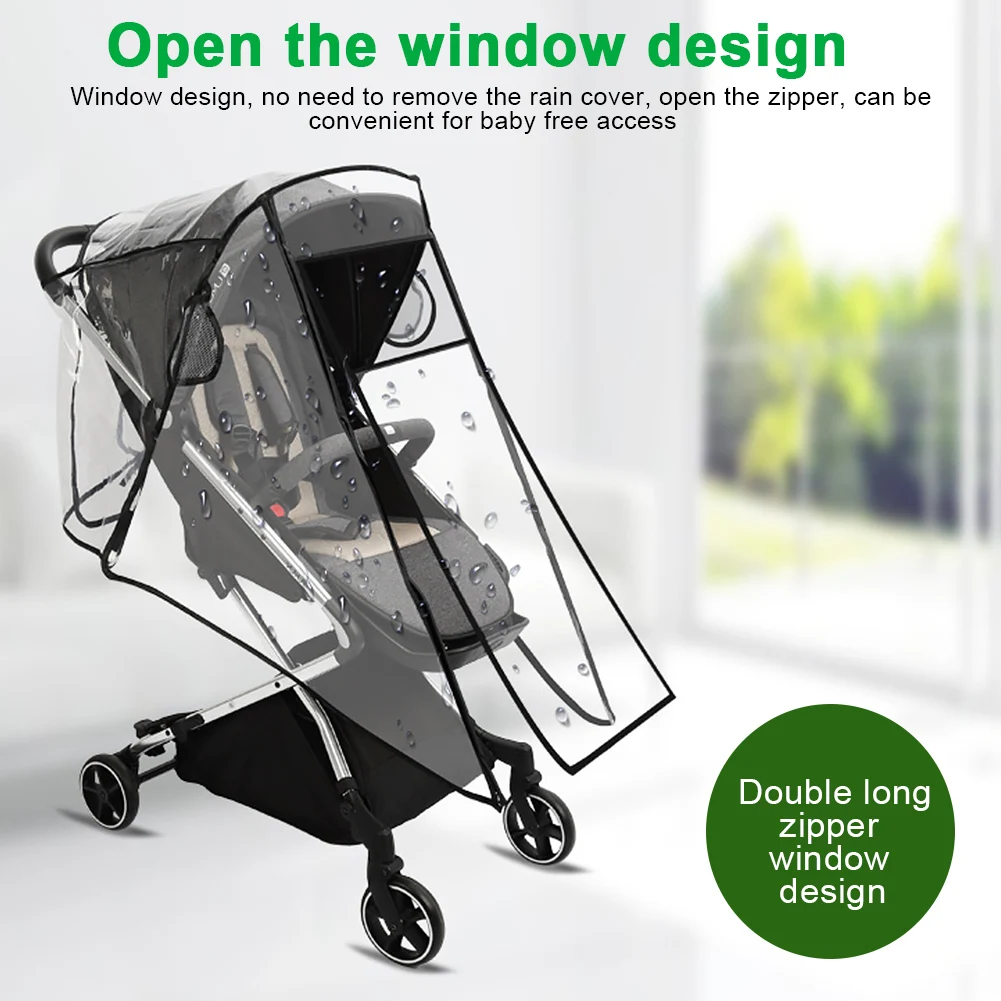 

EVA Accessories Zipper Open Waterproof Transparent Coldproof Stroller Rain Cover Outdoor Mesh Soft Protection Wind Dust Shield