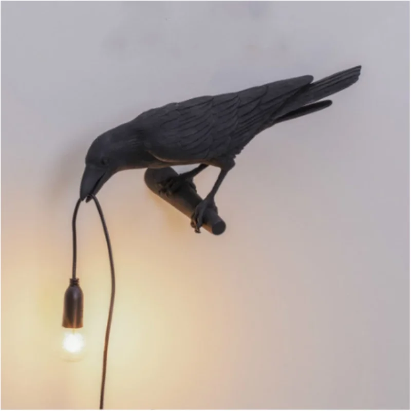 

Italian Lucky Bird LED Desk Lamp Bedroom Bedside Raven Lamp Home Decor Fixture Halloween Christmas Wall Decor