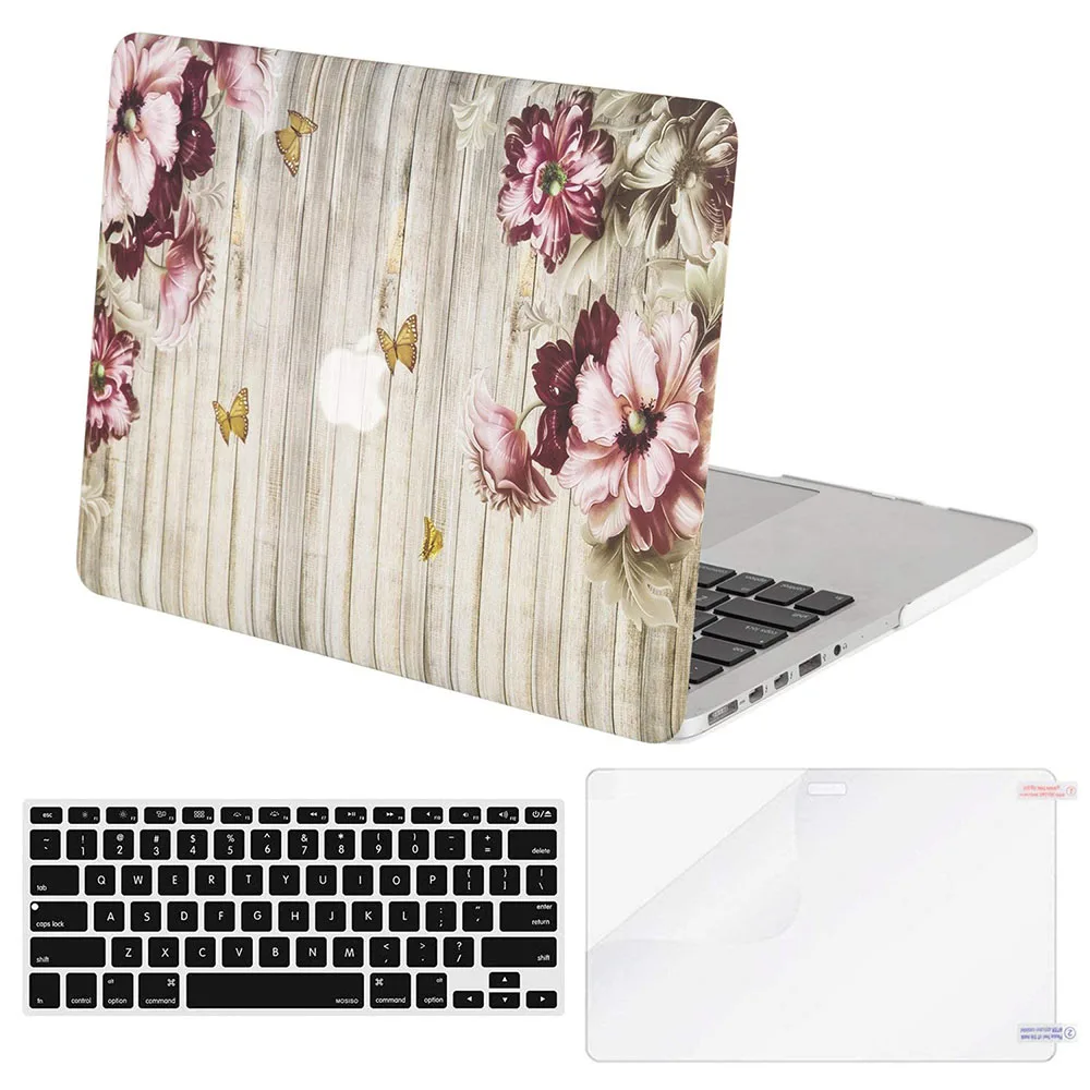 Mosiso для Macbook Pro 13 Чехол для компьютера для Mac Pro 13 A1502/A1425 чехол 2012-+ силиконовый КБ чехол+ защита экрана - Цвет: Butterfly Flower