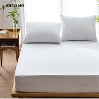 waterproof bed fitted sheet cotton terry fabric waterproof breathable bed sheet with elastic white terry mattress cover sheet