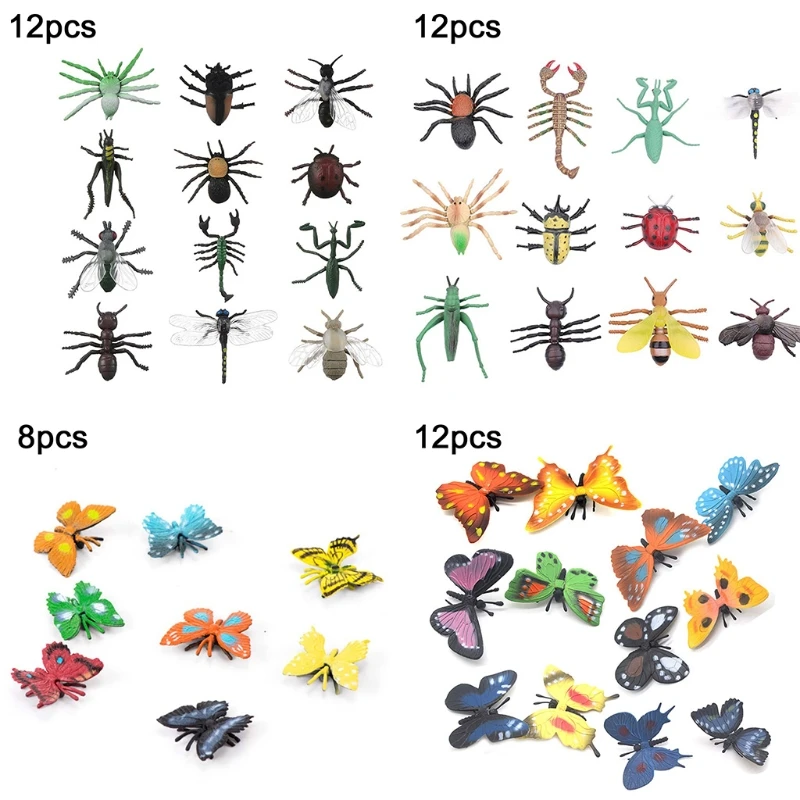 

8pcs/12pcs Simulation Static Insect Model Ornaments Set Realistic Butterfly Child Educational Prop Scene Decor Kids Toy H9EF