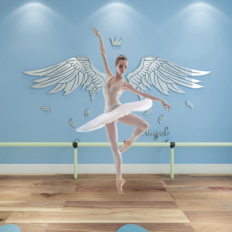 Акриловые настенные наклейки в скандинавском стиле креативные 3d с крыльями