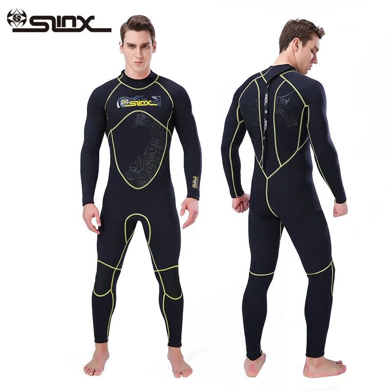 Full Body Dive Wetsuit, 3mm SCR Neoprene Wetsuit, Long Sleeve Back Zip Swimwear for Diving Surfing Snorkeling for Men & Women