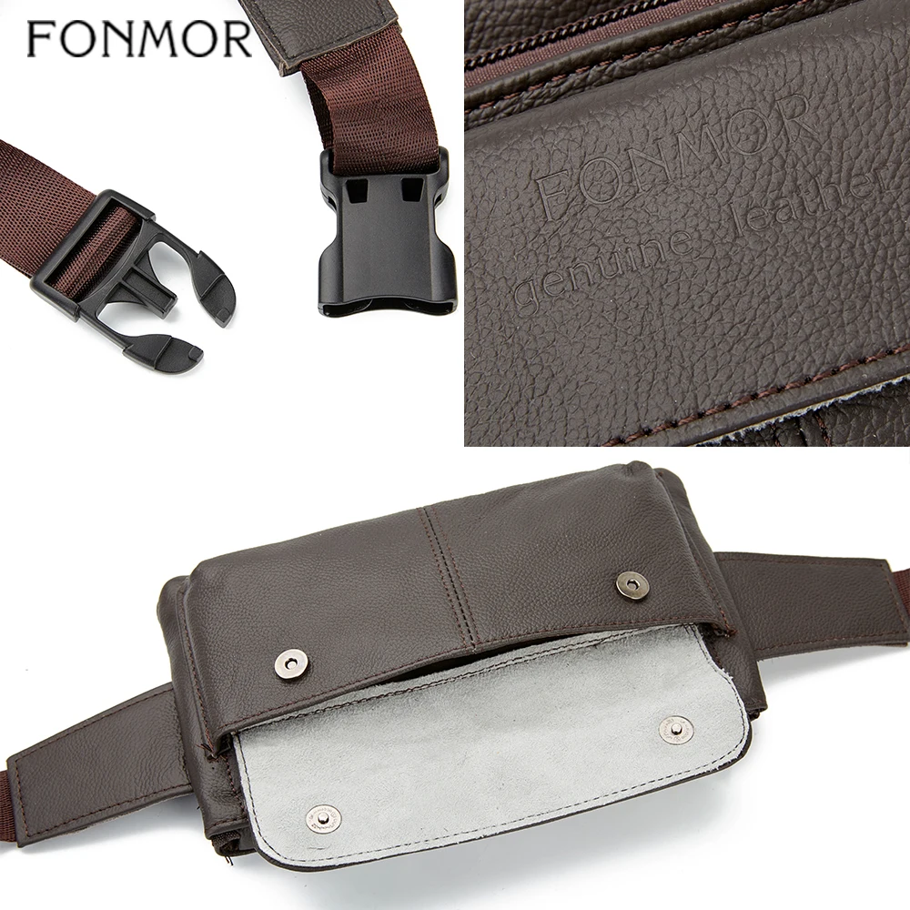 Поясная Сумка FONMOR мужская из натуральной кожи многофункциональная дизайнерская