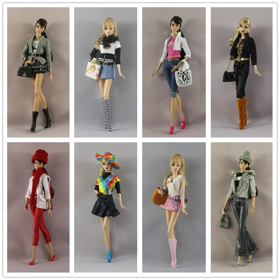 Зимняя одежда комплект одежды наряд/пальто + брюки носки шляпа сумка для 1/6 BJD Xinyi FR