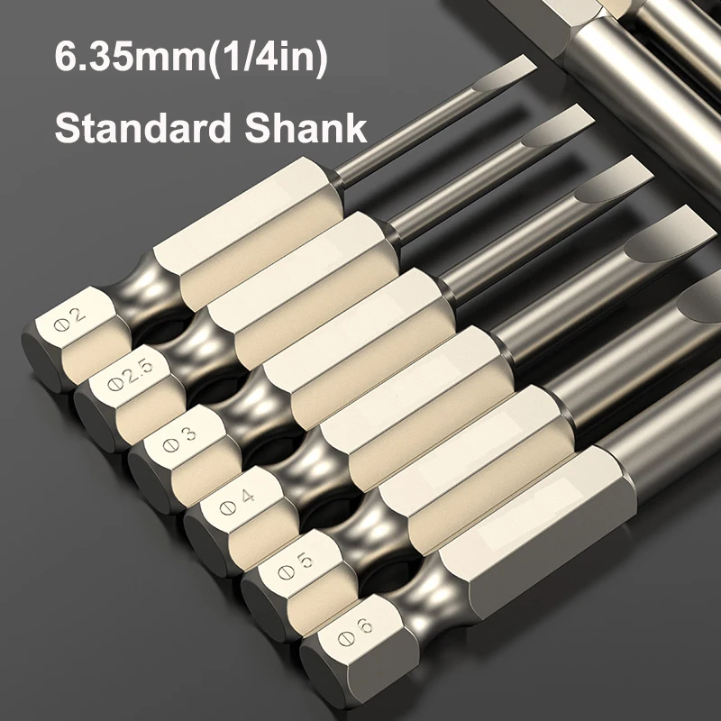 6 шт. Биты для отвертки с плоской головкой 50 мм/75 мм Длинный магнитный наконечник
