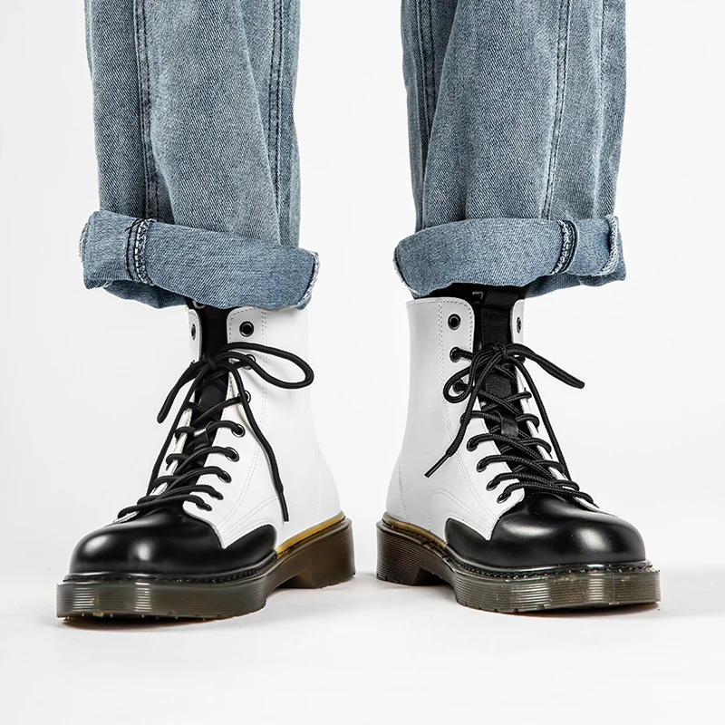 

Новинка 2021, мужские износостойкие кожаные Ботинки Martin, мужские роскошные высокие ботинки, модные короткие ботинки на шнуровке с прострочко...