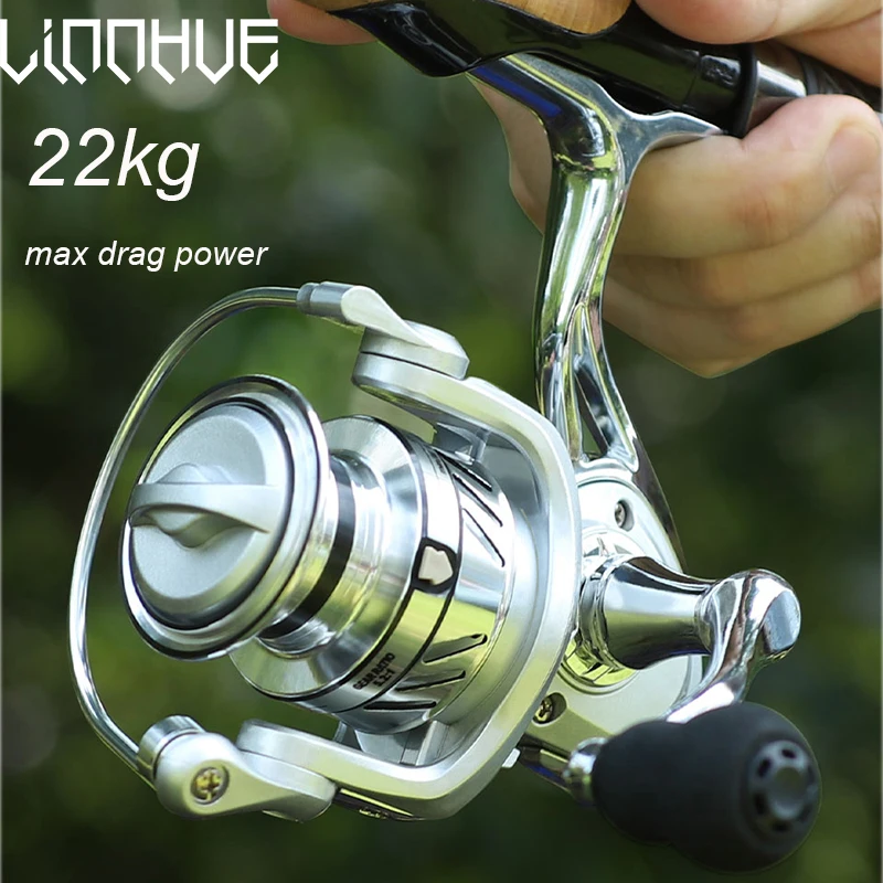 

LINNHUE Fishing Reel GA1000-7000 22kg Max Drag 5.2:1 Speed All Metal Body Handle Spool Reel Fishing Coil Spinning Reel Fishing