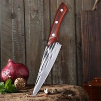 xuanfeng 8cr17 hand forged meat dividing knife rosewood wooden handle butcher hammered small kitchen knife sharp skinning knife