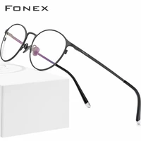 fonex pure titanium eyeglasses frame women fashion retro round optical glasses prescription korean eyewear men 8501
