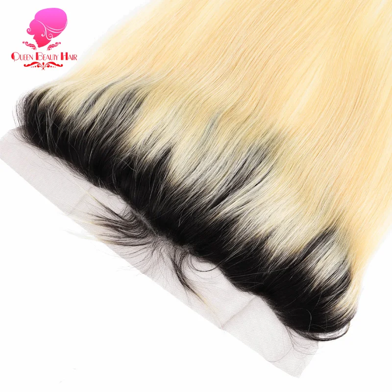 QUEEN BEAUTY Remy бразильские прямые волосы 13X4 1B 613 темные корни Омбре светлые кружева
