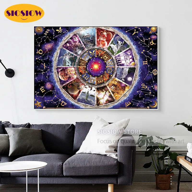 Алмазная картина 5d &quotсделай сам&quot 12 знаков зодиака кольцо созвездия квадратная