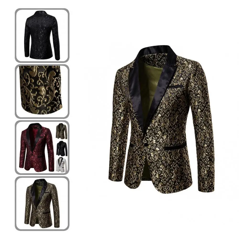 

Suit Jacket Jacquard Streetwear Comfy Slim Lapel Blazer Men Blazer for Office