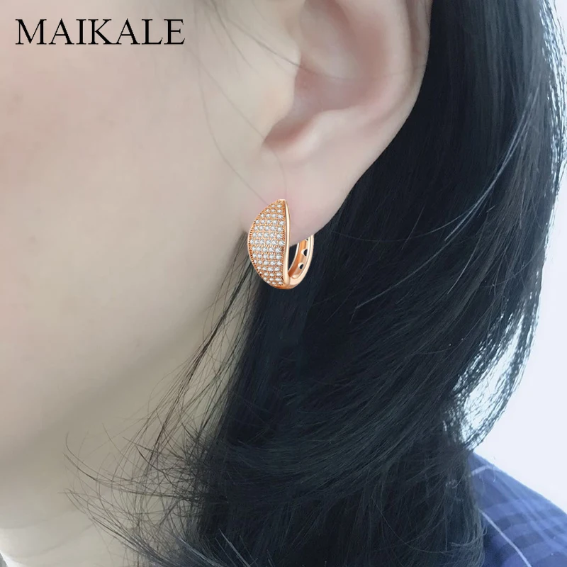 Женские круглые серьги-гвоздики MAIKALE роскошные серьги золотистого/серебристого