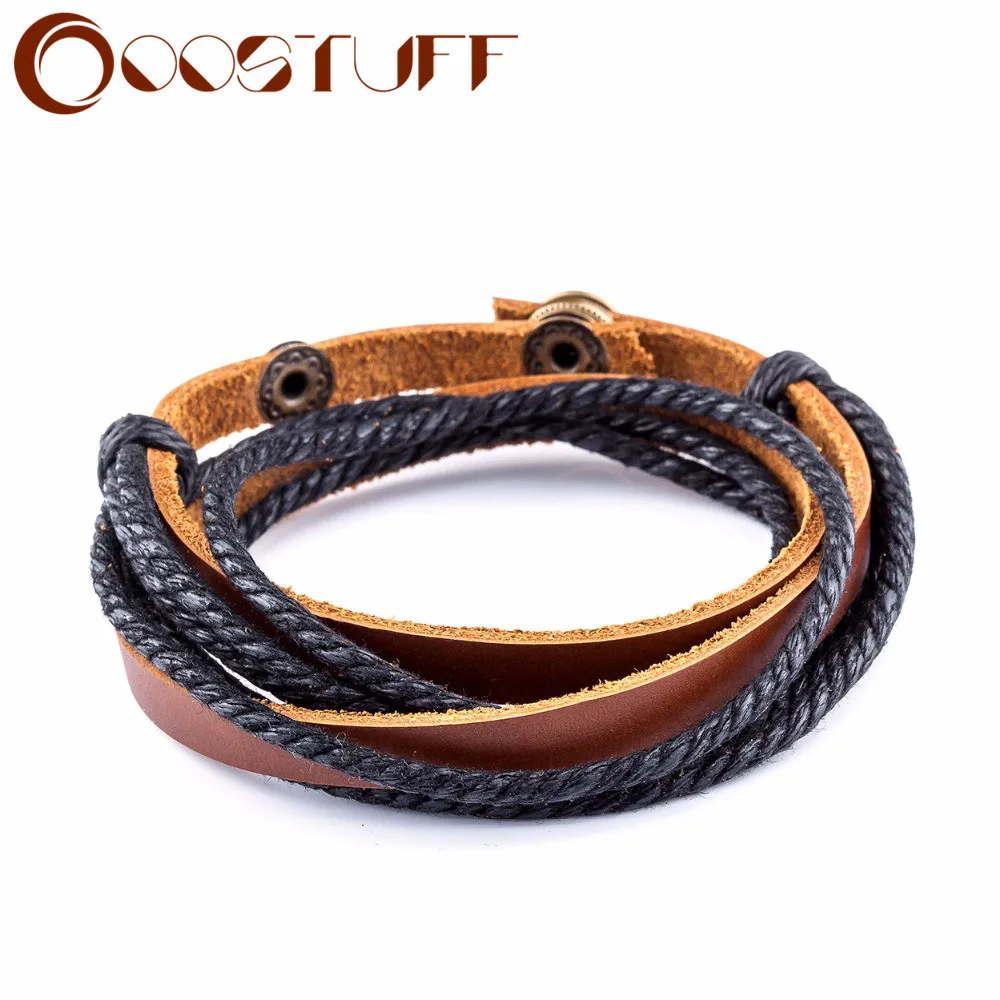 Новинка 2017 Обёрточная бумага кожаные браслеты и для мужчин женщин Pulseira masculina
