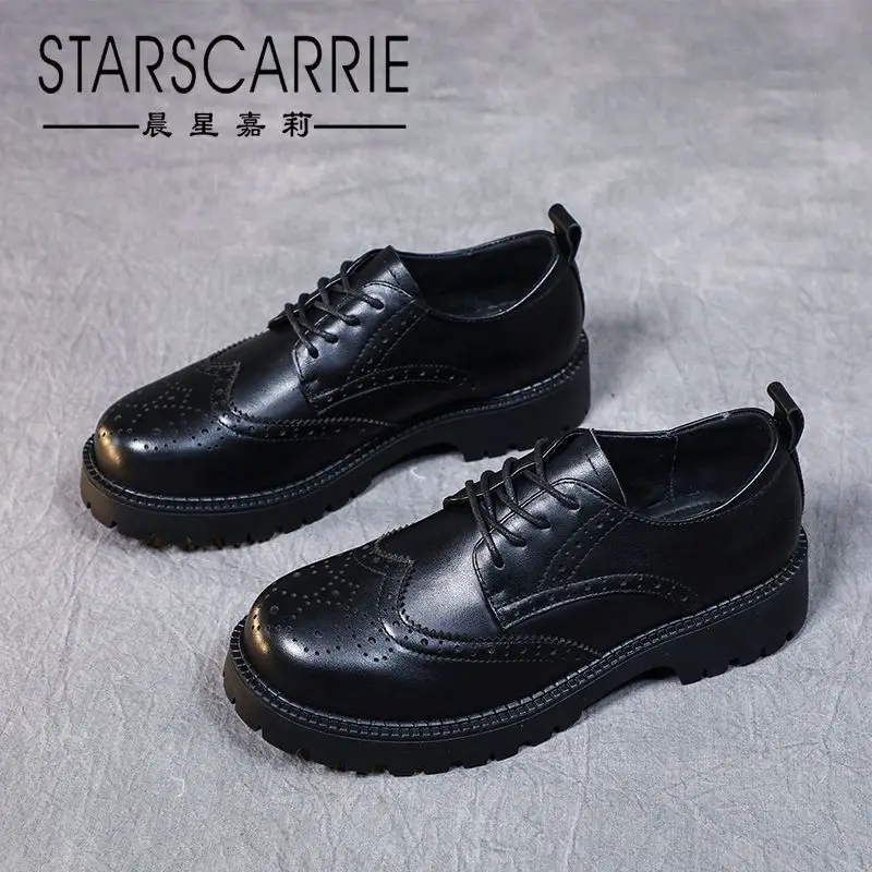

Early spring 2021 new Brock England thick sole shoes women's Leather Lace Up Shoes