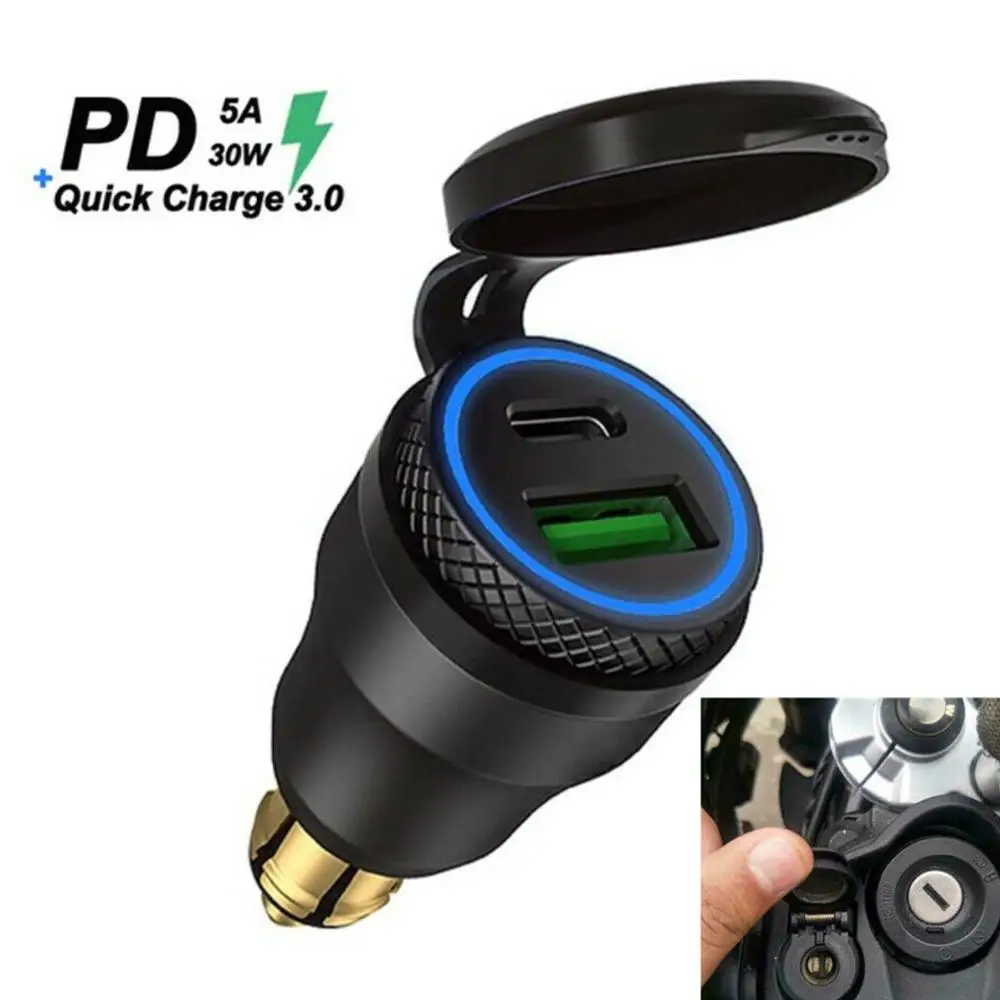 Водонепроницаемое зарядное устройство PD Type C + USB QC 3 0 быстрое для мотоциклов BMW DIN