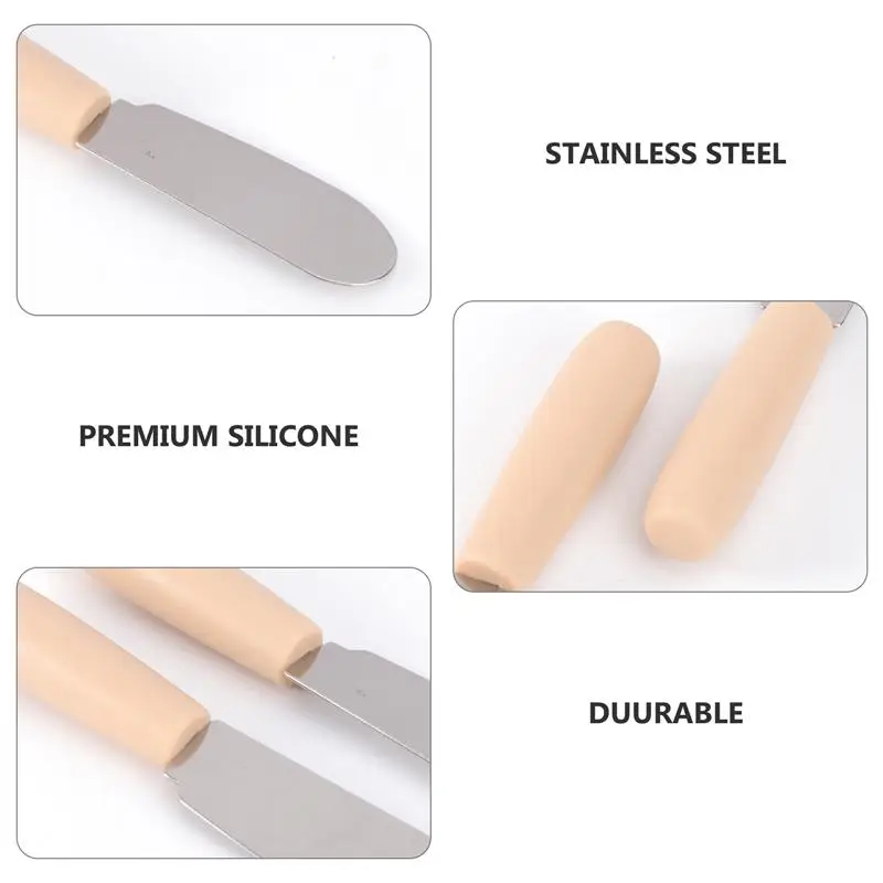 

6pcs Butter Knife Stainless Steel Sharp Sturdy Cooking Tool Butter Knife Butter Seprater Wooden Knife for Kitchen Chef Cutting