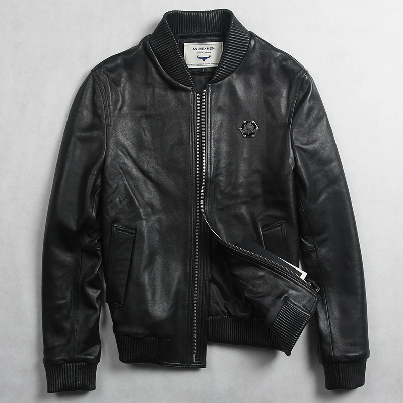 Модная мужская бейсбольная повседневная кожаная куртка Avirexmen из натуральной