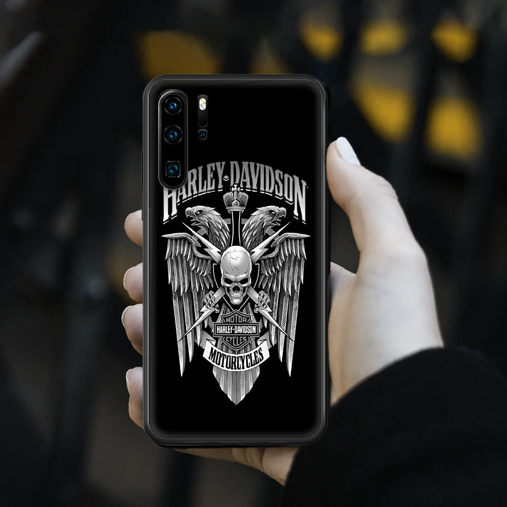 

Harley Davidson Motorcycle Brand Phone Case cover For huawei p 8 9 10 20 30 40 P pro Smart 2019 Z lite mini black Back Soft