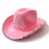 new western style tiara cowgirl hat for women girl pink tiara cowgirl hat cowboy cap holiday costume party hat accessories