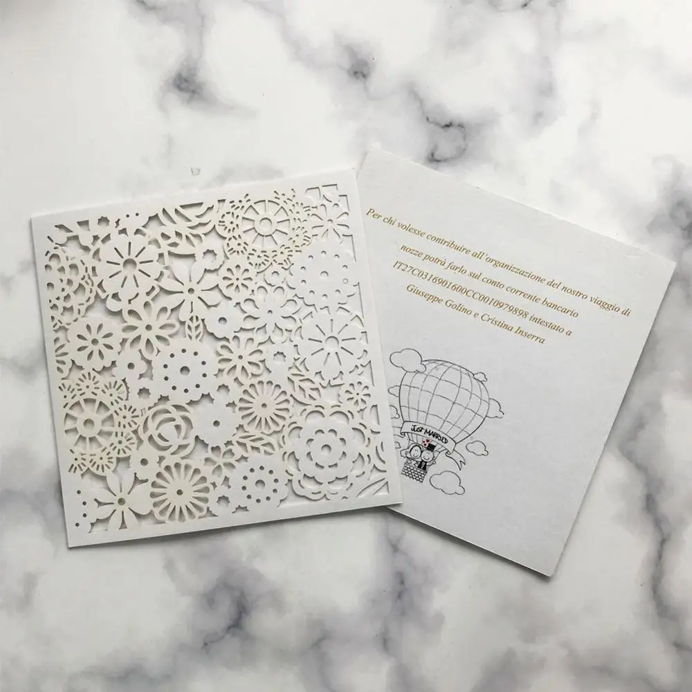 50 шт./лот Свадебная пригласительная открытка ажурная Цветочная свадебная для