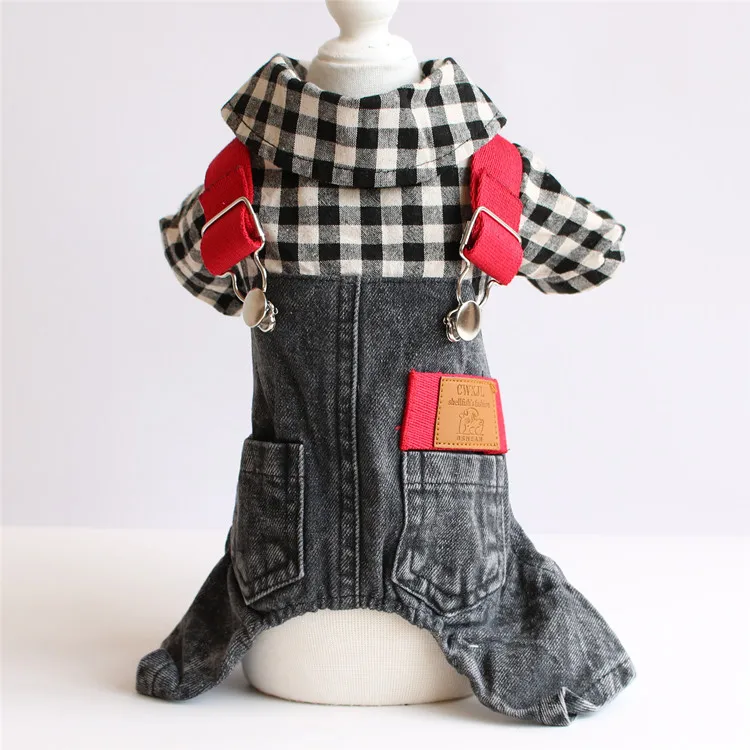 Одежда для домашних животных на весну и осень зиму четыре ножки одежда клетчатая