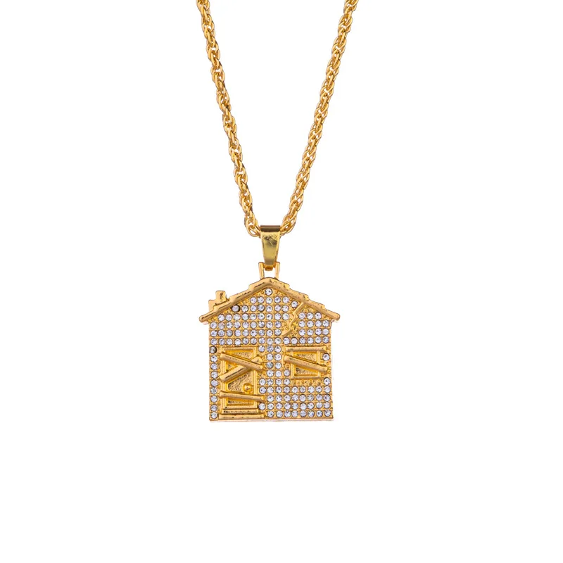 

Cute House Style Zircon Pendant Hip Hop Bando Trap House Necklace Men and Women Rap Rock Necklace Fashion Party Jewelry